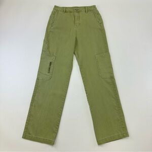 Cream green cargo high waisted straight leg soft denim womens jeans 28